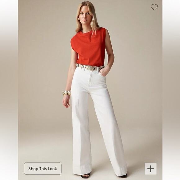 J. Crew‎ Petite Five Pocket Wide Leg Jean in White Wash Size 32P BM812 New - Picture 3 of 15